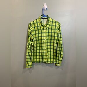 Club Monaco Green and Yellow Casual Button Down Shirt
